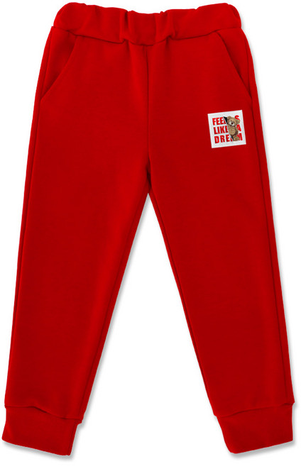 키즈크루 유아동용 자수패치 곰인형 특양면 조거팬츠