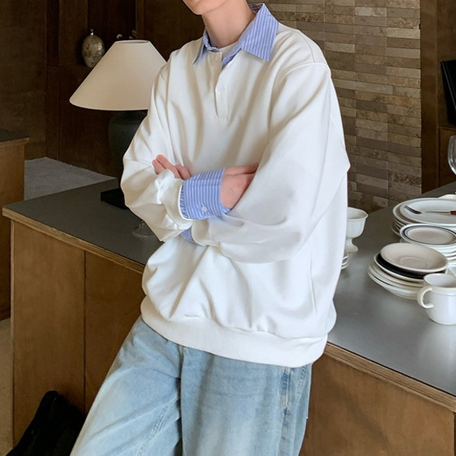 더플로우커머스 남성용 클린 레이어 무드 투웨이 셔츠 맨투맨