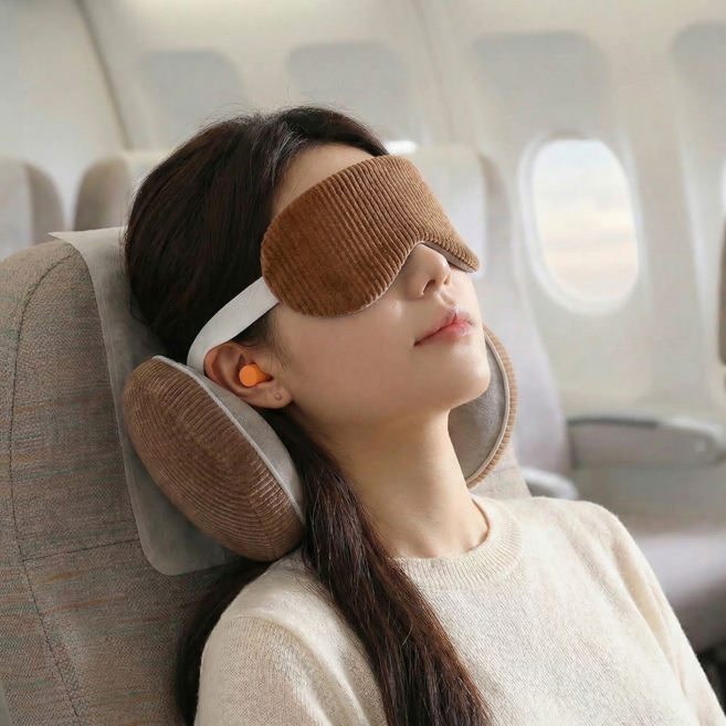 벨리안 기내용 일체형 수면안대 목베개 + 수면 귀마개 세트