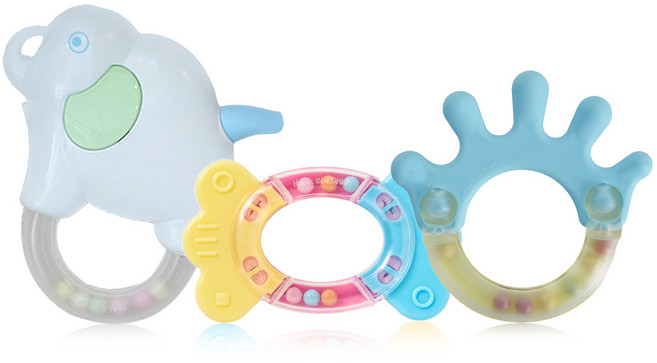 Greenlife 딸랑이 치발기 인형 세트, 혼합색상, 1세트