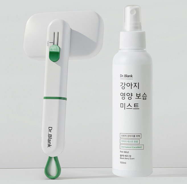 닥터블랭크 강아지 저자극 영양보습 미스트 블랙베리향 150ml + 에어소프트 슬리커 브러쉬 세트, 1세트