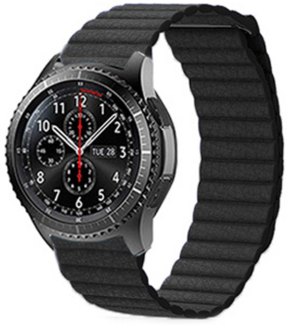 41mm 액티브2 마그네틱 가죽 루프 20mm 스트랩, 블랙