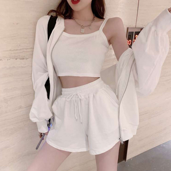 더시럽 여성용 뮤리엘 나시 + 긴팔 집업 + 반바지 세트