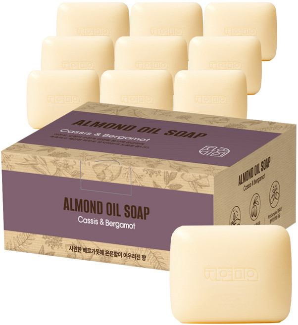 자연미인 아몬드 오일 비누 카시스&베르가못, 90g, 10개입