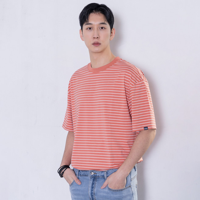 에드윈 남성용 스트라이프 티셔츠 EC1RS024M