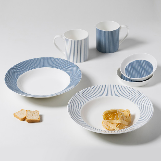 한국도자기 코지 파스타 피클 식기세트 6p, 블루, 1세트, 머그 2종 + 파스타볼 22.8cm 2종 + 굽부접시 12cm 2p