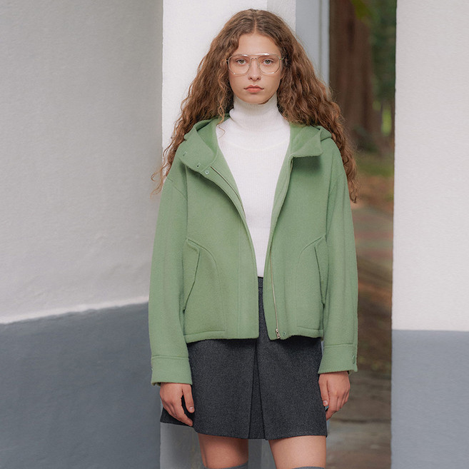 올리브데올리브 여성용 후드 집업 점퍼형 핸드메이드 코트