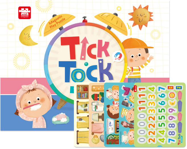 아리아띠 틱톡 시계놀이 자석교구, 혼합색상, 1개