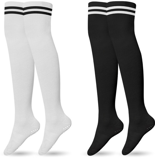 크로커다일 여성용 골프 논쿠션 링글 오버니삭스 CD215, 블랙 + 화이트, 2개