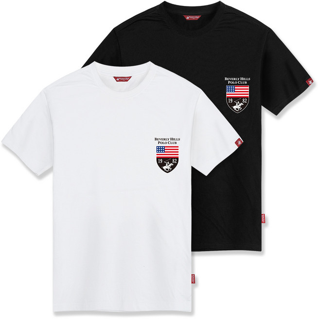 BEVERLY HILLS POLO CLUB Logo小印花圓領短袖T恤 CPS9T31 2件組, 白色+黑色