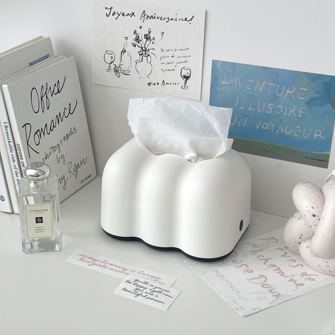 데미무드 몽글 구름 휴지 케이스, 화이트, 1개