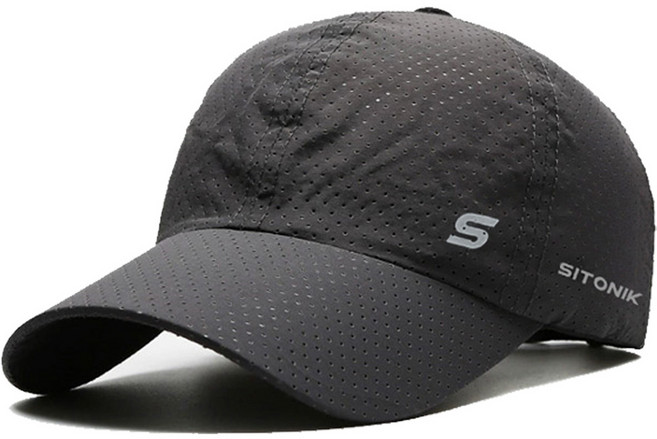 SITONIK 男女通用運動網眼棒球帽 炭灰色 均碼 1個