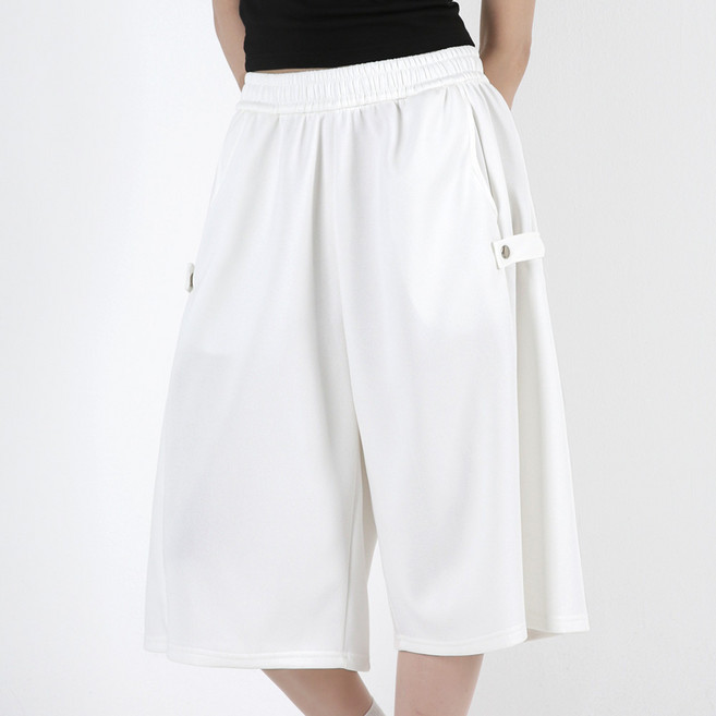 디어로라 여성용 숏/롱 기장 버뮤다 사이드 스냅 밴딩 반바지