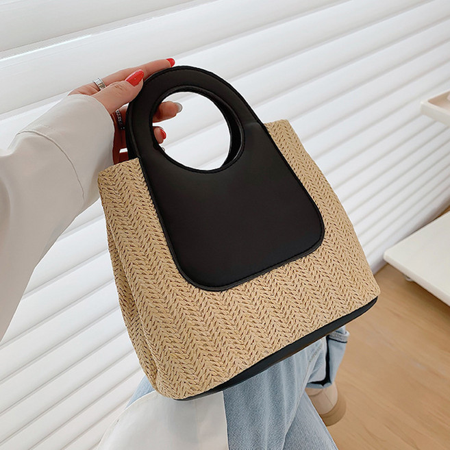 SORIDAL 羅曼夏日藤編沙灘包 渡假風洋裝穿搭撞色托特包