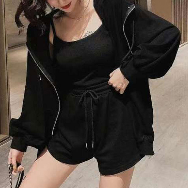 더시럽 여성용 뮤리엘 나시 + 긴팔 집업 + 반바지 세트