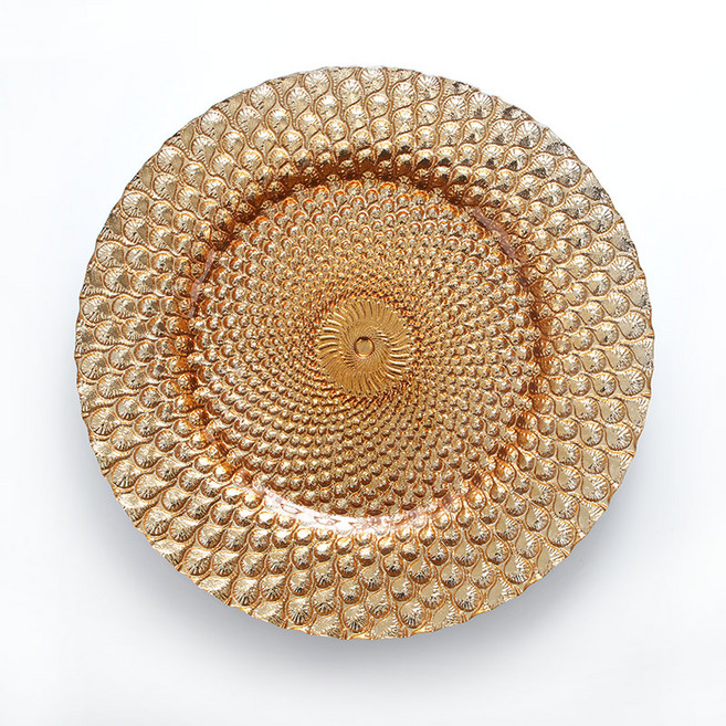 이우아여사 골드 장식 강화유리 플레이팅접시, F타입, 1개