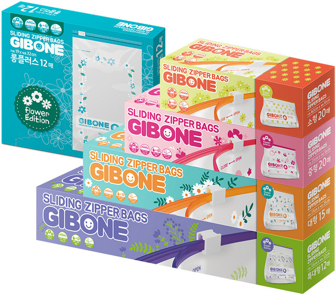 기본에 슬라이딩 지퍼백 5종 세트, 혼합, 1세트