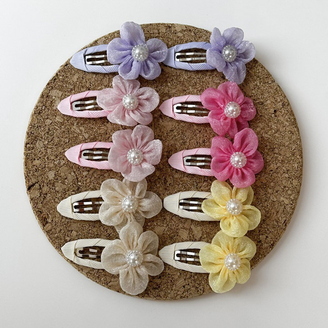 비솔 여아용 꽃송이 똑딱핀 5종 x 2p 세트