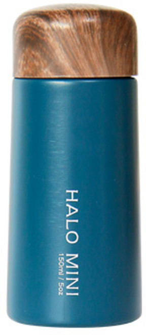 PUKO Halo仿木紋蓋迷你保溫瓶, 藍色, 150ml, 1個