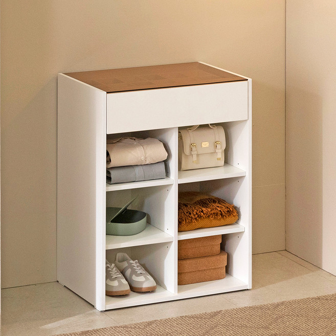 웰퍼니쳐 엘리 디바이더 드레스룸 아일랜드 서랍장 600 방문설치, 화이트, 1단