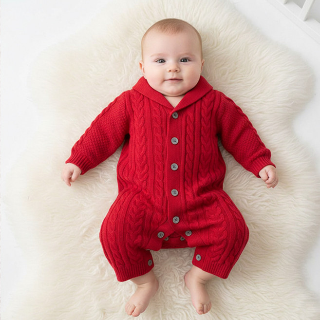 조이멀티 프리미엄 꽈배기 카라넥 니트 우주복