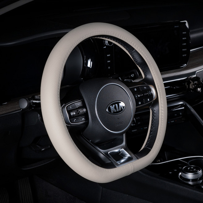 벤딕트 숨쉬는 타공 자동차 핸들커버 D컷, 샌드베이지