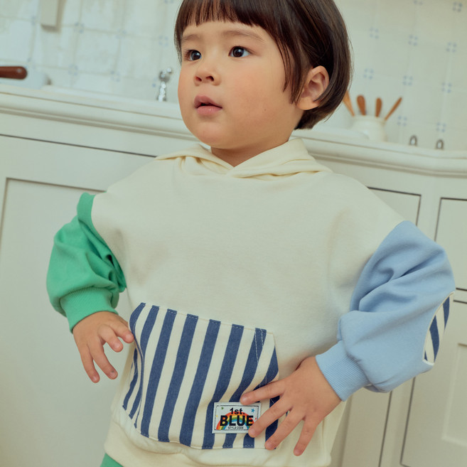 퍼스트블루 아동용 팔레트 후드 긴팔 티셔츠