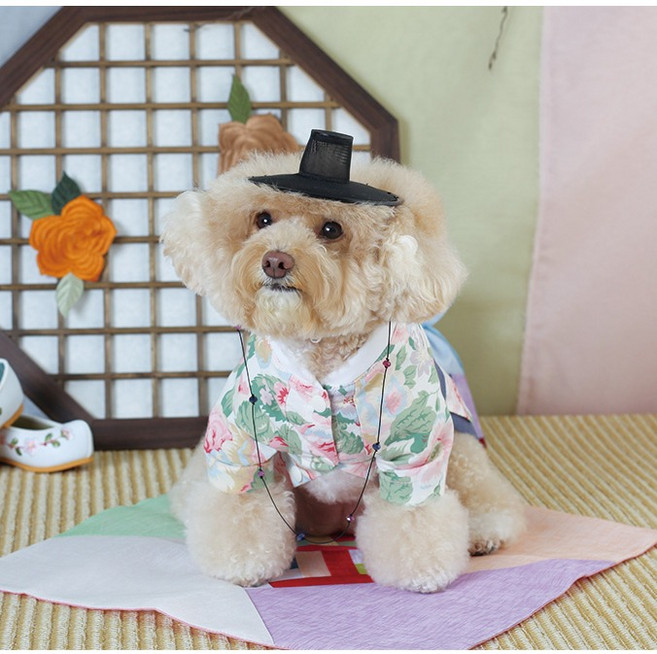 에이미러브즈펫 강아지 청담한복 남아, 플라워핑크, 1개