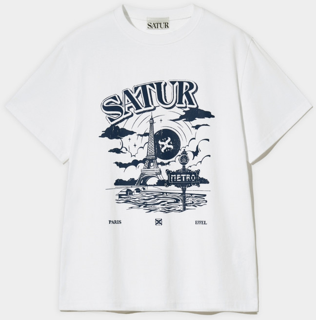 세터 남녀공용 파리 메트로 그래픽 반팔 티셔츠
