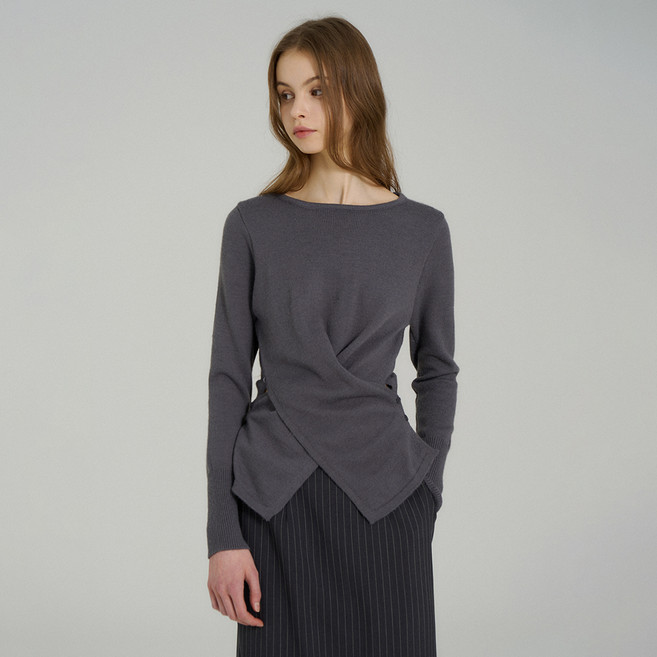 에이비플러스 여성용 랩 단추 슬림 니트 LSA5MW37