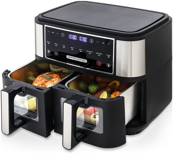 제크롤 듀얼 반반 에어프라이어 9L, JK-AF90-HV, 블랙