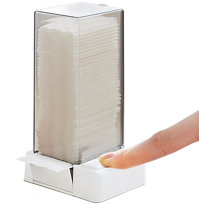 모나코올리브 원액션 자동 화장솜 디스펜서, 화이트, 1개