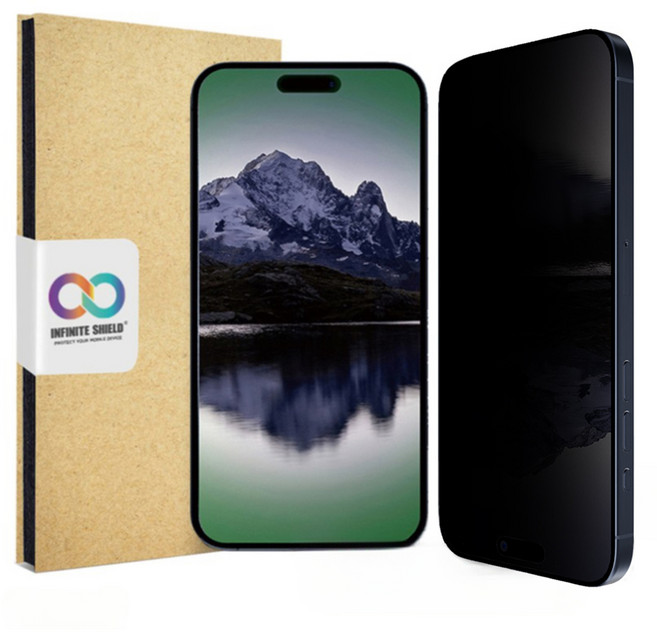 인피니트쉴드 아이폰 360도 상하좌우 사생활보호 9H 마이크로 루버 프라이버시 강화유리 필름 2p 세트, 1세트