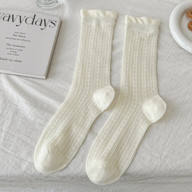 마켓피아 여성용 펀칭 짜임 골지 패션 양말 5족