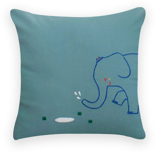 룸플러스 컬러풀 리틀엘리 린넨 쿠션, 스톤민트