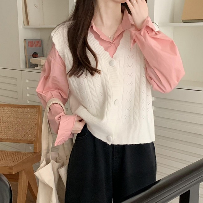 Allode 女款波浪紋針織背心