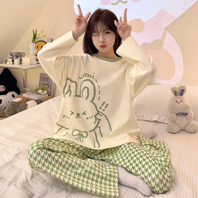 비올라 여성용 긴팔 상하의 홈웨어 세트 Vio0030