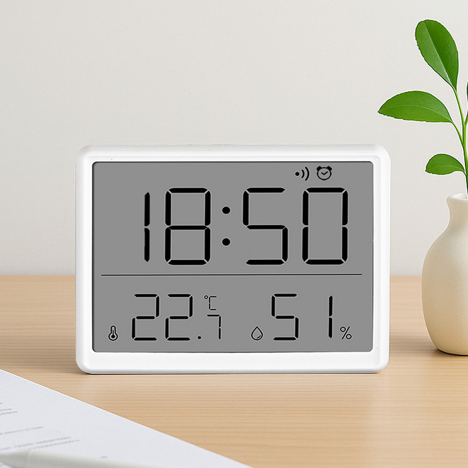 레토 자석부착 벽걸이 겸용 온습도 탁상시계 LLC-TH10, 화이트