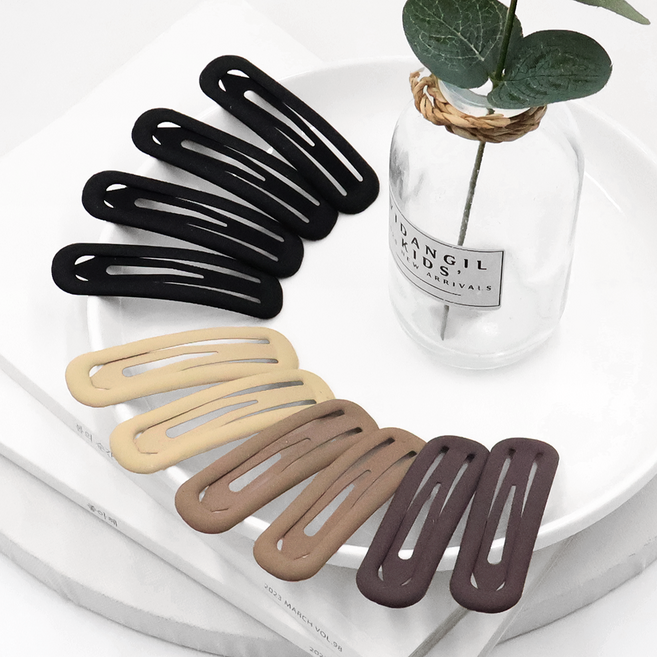 비단길 밀키아 빅라운드 무광 앞머리 똑딱 머리핀 10p