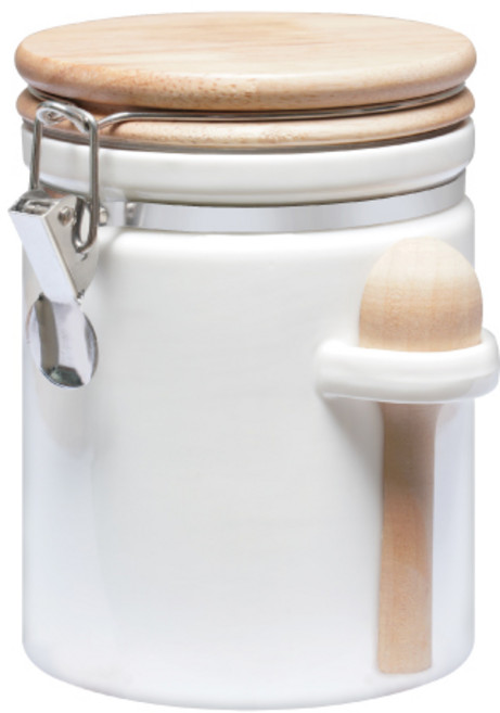 Baristar 나무 도자기 밀폐용기 750ml, 흰색, 1개