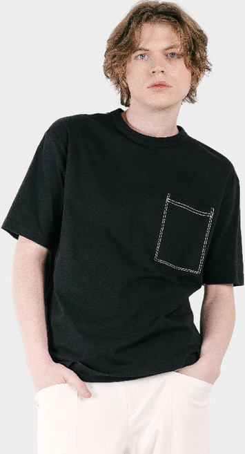 커스텀어스 남성용 통기성 이중랍바넥 스티치배색 반팔 라운드 티셔츠 CXS25MKRT401