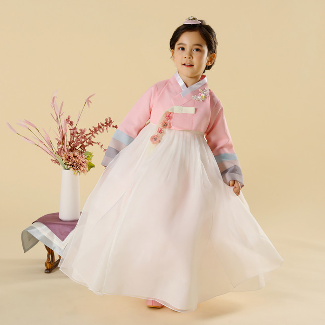 아가명주한복대여맞춤전문점 여아용 한빛 색동 저고리 + 치마 세트