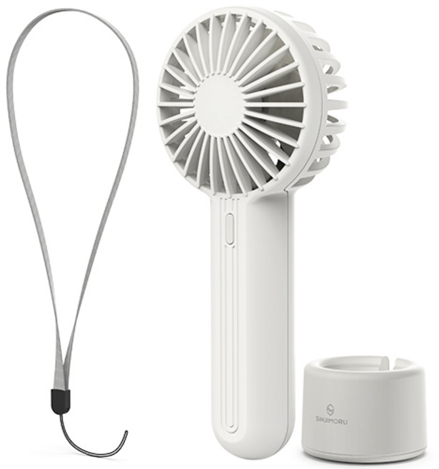 신지모루 미니 핸디 선풍기 + 넥스트랩 세트 SHF_SZ01_2000, 화이트