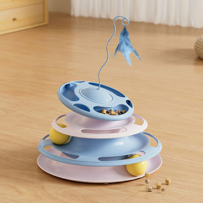 데이소이 고양이 4단 쳇바퀴 장난감 ONE SIZE, 1 스카이블루, 1개