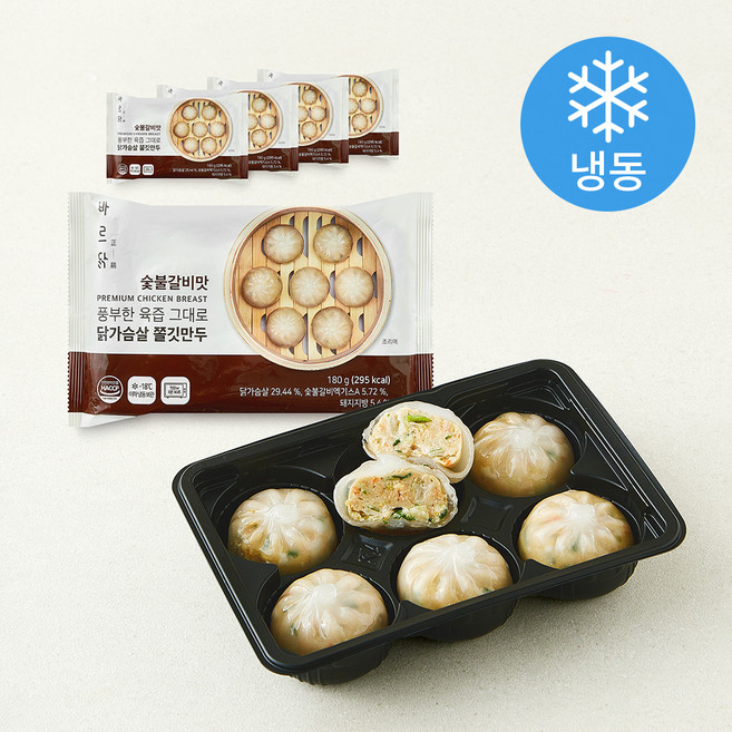바르닭 닭가슴살 쫄깃만두 숯불갈비맛 (냉동), 180g, 5개