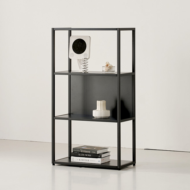 하모벨 티체 스틸 선반 책장, 블랙 + 블랙, 3단