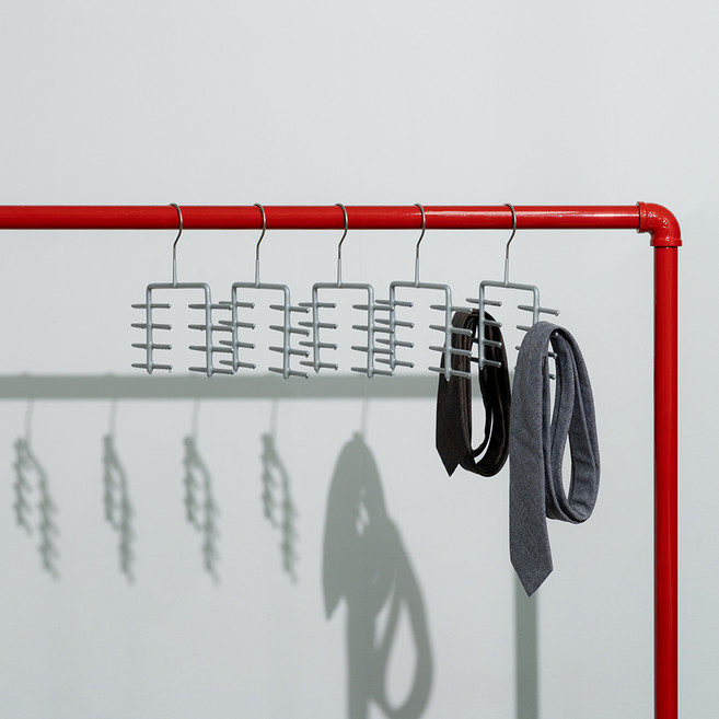 마와 논슬립 옷걸이 넥타이걸이 KR, 실버, 5개