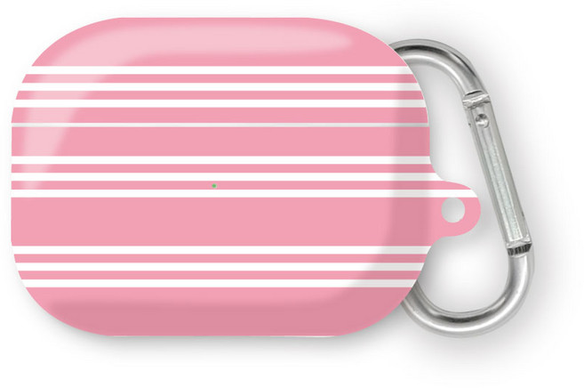 프루그나 디자인 8 에어팟 3세대 케이스 + 카라비너, 줄무늬커플 핑크, 1개