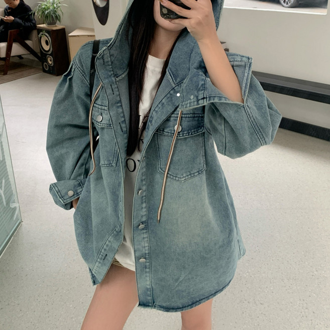 메이첼 여성용 페런 빈티지 오버핏 후드 점퍼 11308