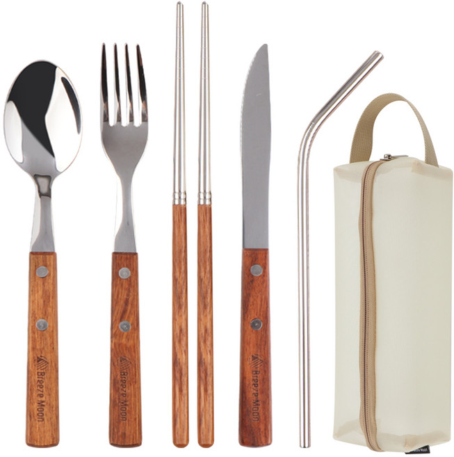 브리즈문 스테인리스&우드 커트러리 세트, 혼합색상, 1세트